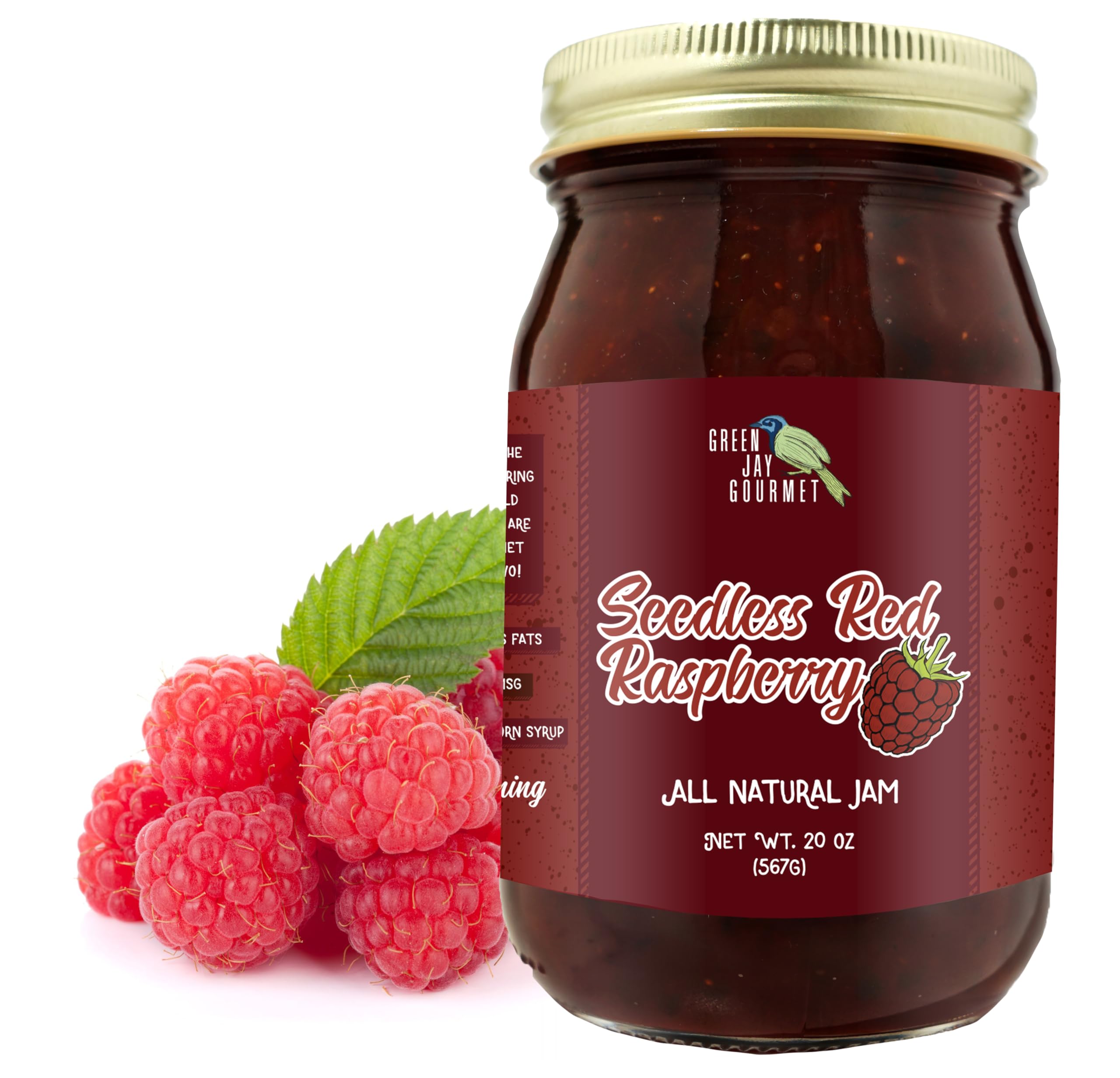 Amazon.com: Green Jay Gourmet Seedless Raspberry Jam - All-Natural